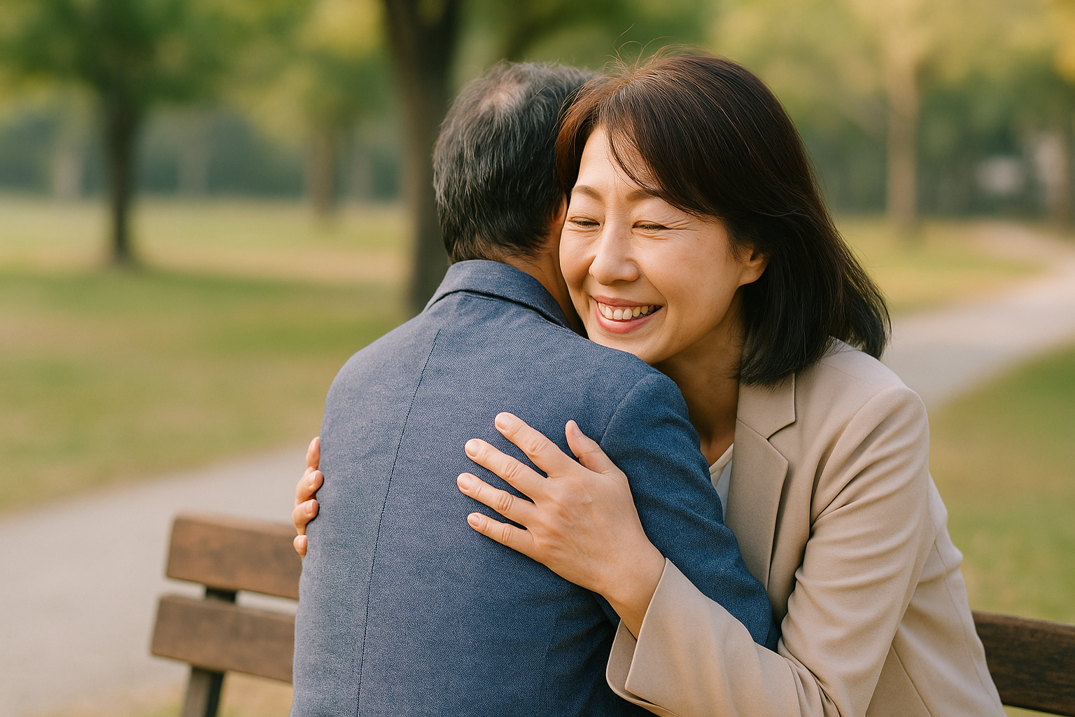 20年ぶりの再会をイメージした写真
