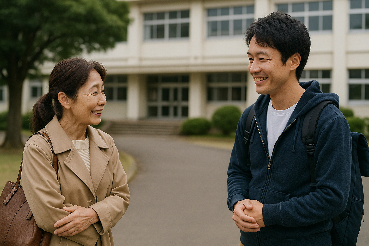 中学の同級生との再会をイメージした写真