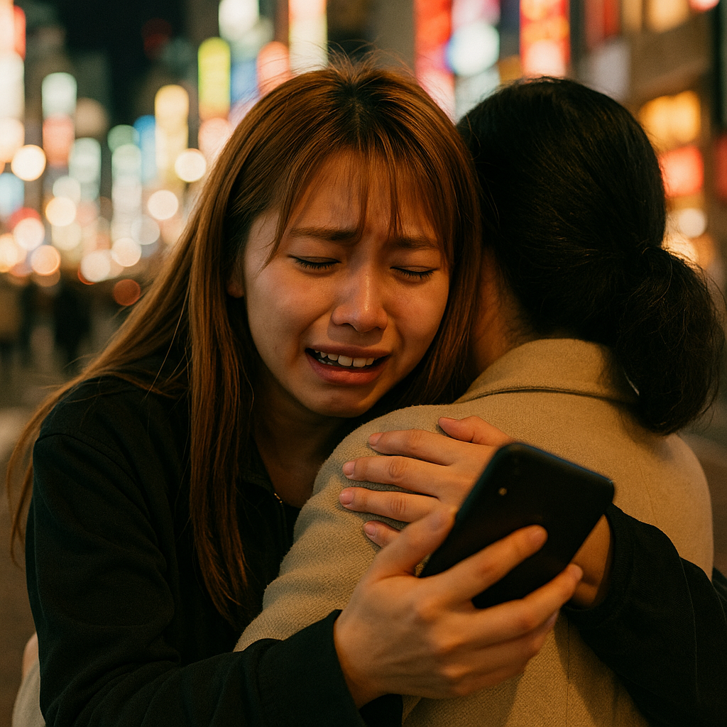 行方不明だった娘が保護され家族に再会したイメージ写真