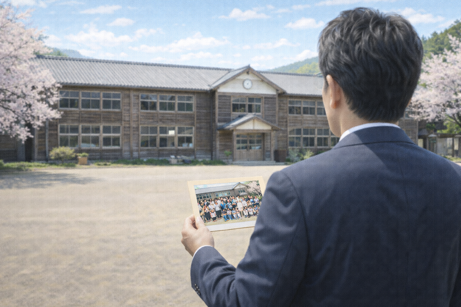 小中学校の先生（恩師）を思い出している男性