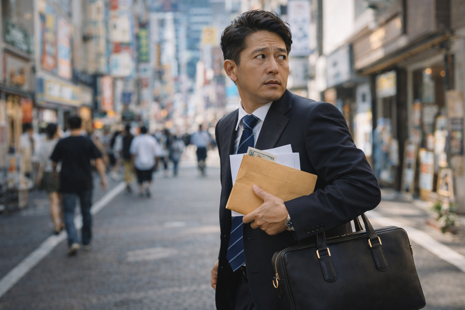 事業資金の不安を抱える人物（後ろ姿／シルエット）