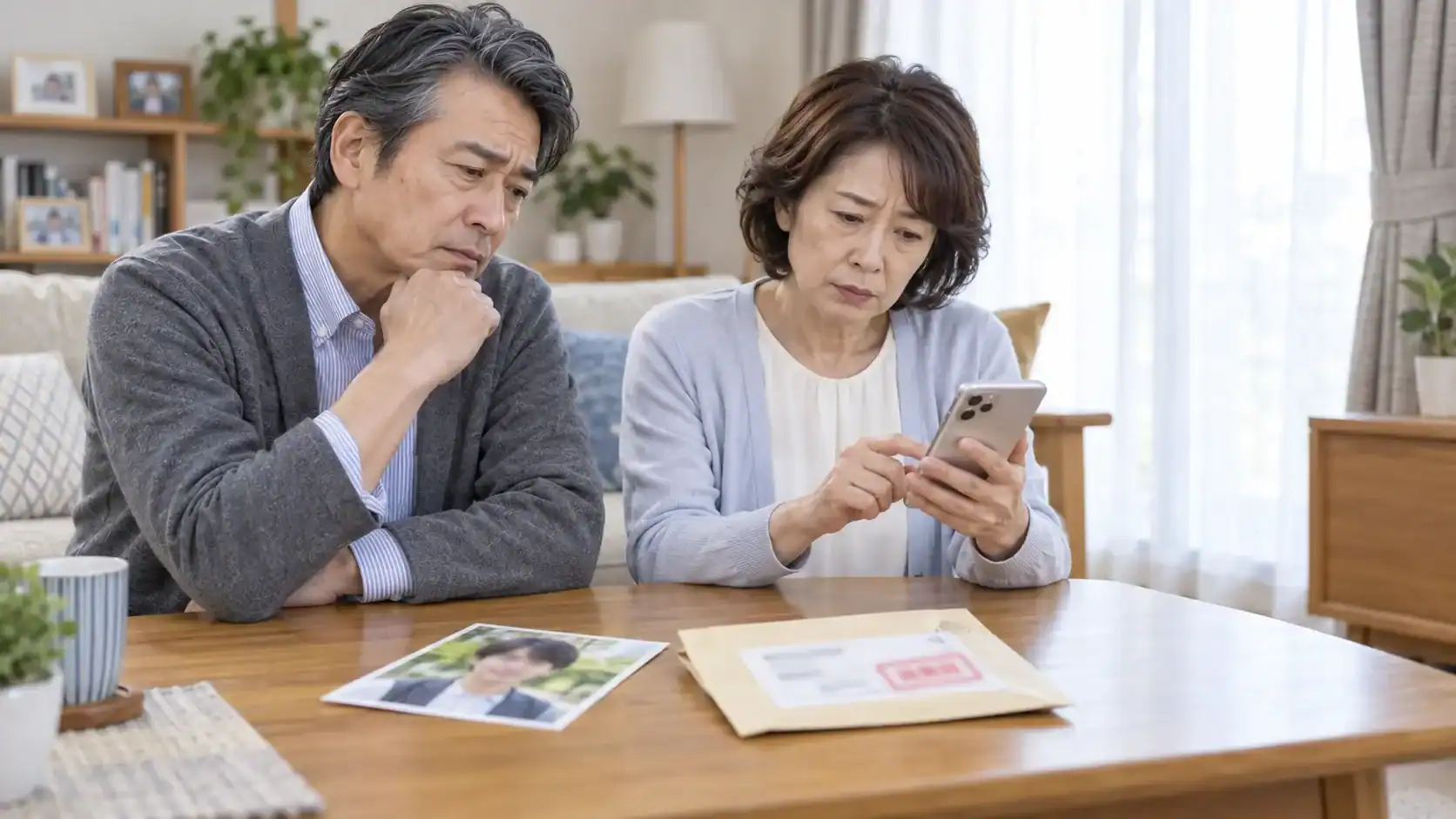 見つかった成人の子どもの居場所を知らされず、写真を見つめる親
